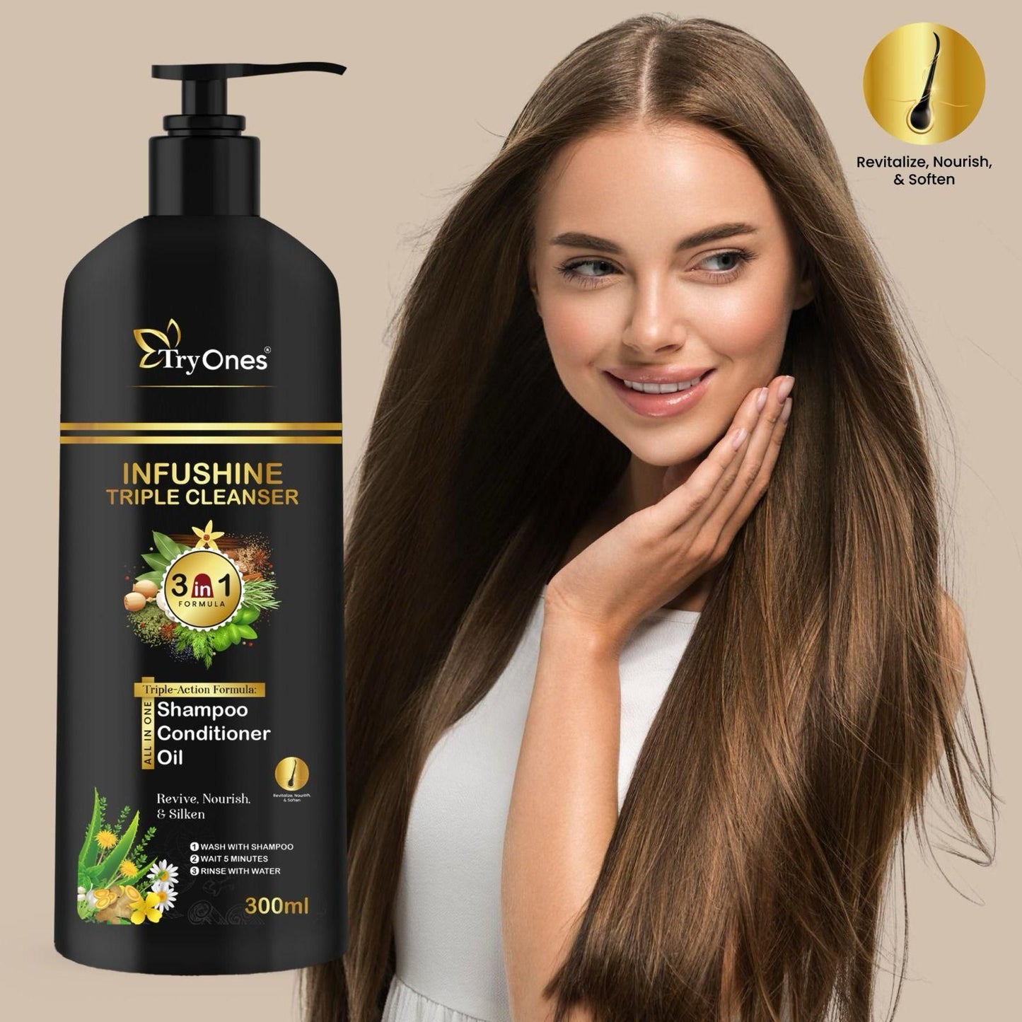TryOnes Infushine Triple Cleanser 3 in 1 300ml